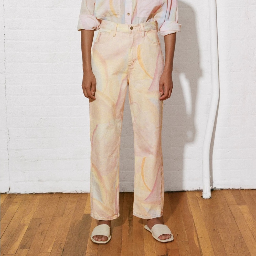 Mara Hoffman Light Pink Dyed Straight Leg Jeans Size 2